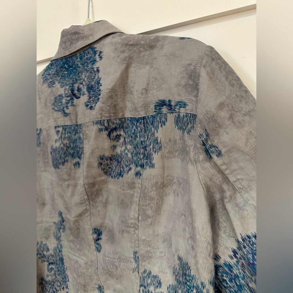 Coldwater creek linen print jacket snap buttons 3/4 sleeve size 16 - Picture 14 of 16